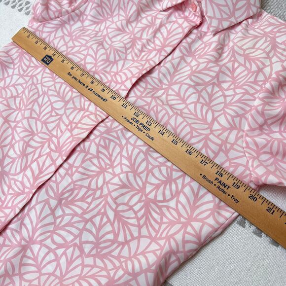 Vintage Coquette Leaf Print Long Sleeve Button Shirt Dress Balletcore Women's 8 - Picture 5 of 12